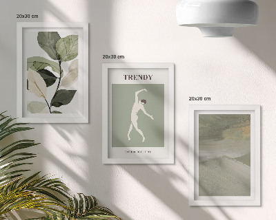 Ensemble de 3 tableaux Motifs végétaux avec silhouettes et formes abstraites
