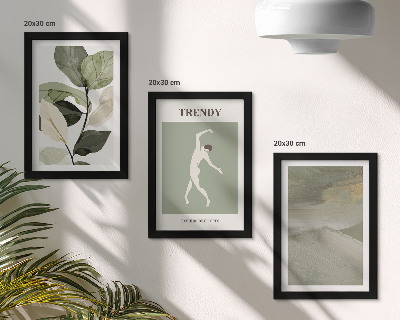 Ensemble de 3 tableaux Motifs végétaux avec silhouettes et formes abstraites