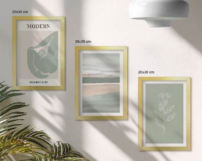 Lot de 3 tableaux Formes abstraites aux teintes pastel avec des plantes