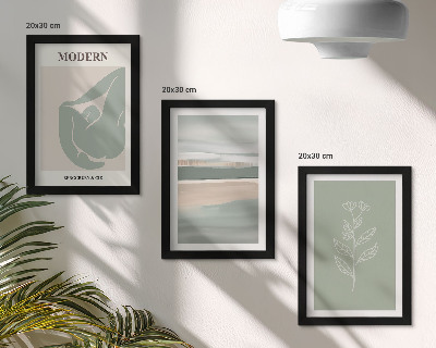 Lot de 3 tableaux Formes abstraites aux teintes pastel avec des plantes