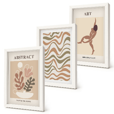 Ensemble de 3 tableaux Formes et motifs abstraits bohèmes de Matisse