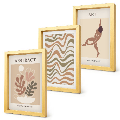 Ensemble de 3 tableaux Formes et motifs abstraits bohèmes de Matisse