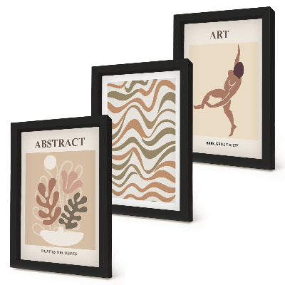 Ensemble de 3 tableaux Formes et motifs abstraits bohèmes de Matisse