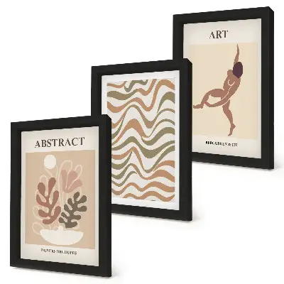 Ensemble de 3 tableaux motifs abstraits bohèmes inspirés de Matisse