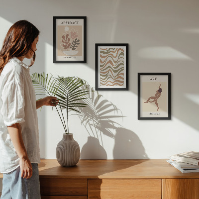Ensemble de 3 tableaux Formes et motifs abstraits bohèmes de Matisse