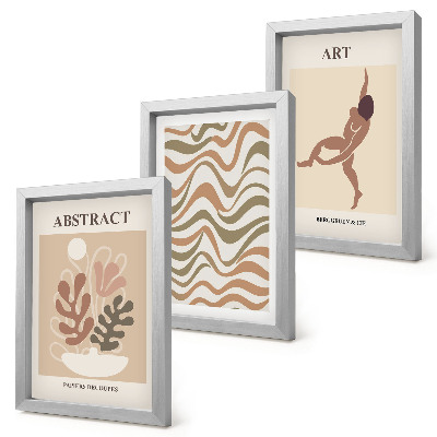 Ensemble de 3 tableaux Formes et motifs abstraits bohèmes de Matisse