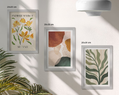 Lot de 3 tableaux Motifs floraux aux formes abstraites et aux feuilles