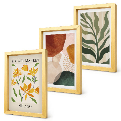 Lot de 3 tableaux Motifs floraux aux formes abstraites et aux feuilles