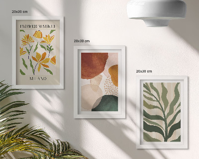 Lot de 3 tableaux Motifs floraux aux formes abstraites et aux feuilles