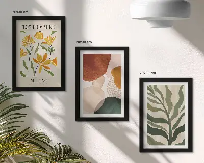 Lot de 3 tableaux motifs aux formes abstraites et florales