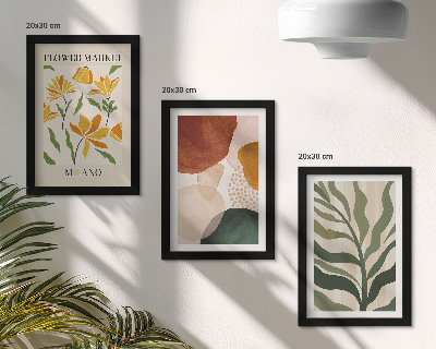 Lot de 3 tableaux Motifs floraux aux formes abstraites et aux feuilles