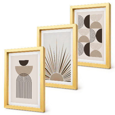 Mur de cadres Formes abstraites dans des tons beige et brun