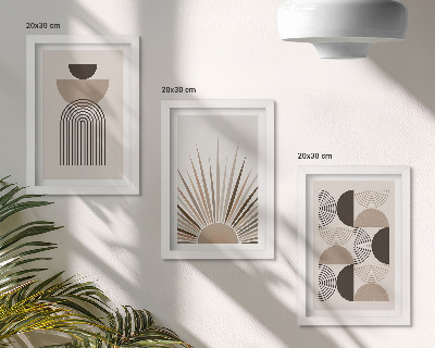 Mur de cadres Formes abstraites dans des tons beige et brun