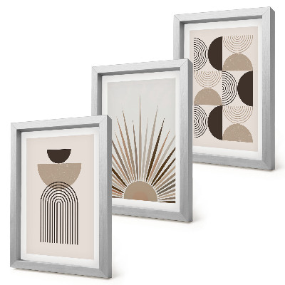Mur de cadres Formes abstraites dans des tons beige et brun