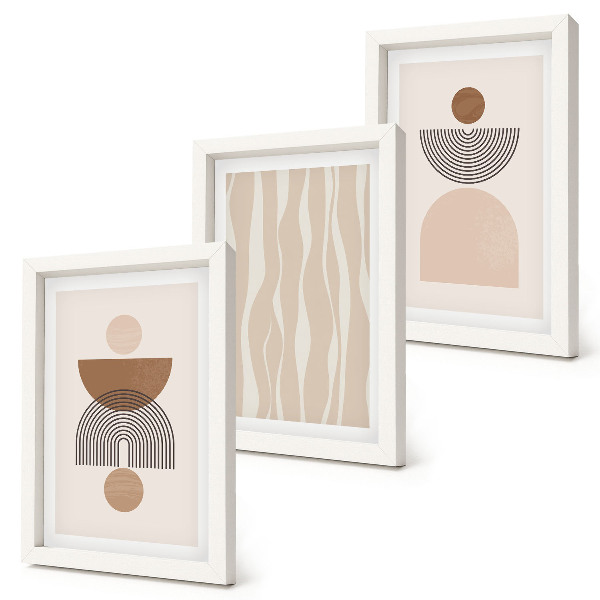 Lot de 3 tableaux Formes abstraites dans des tons de brun et de beige
