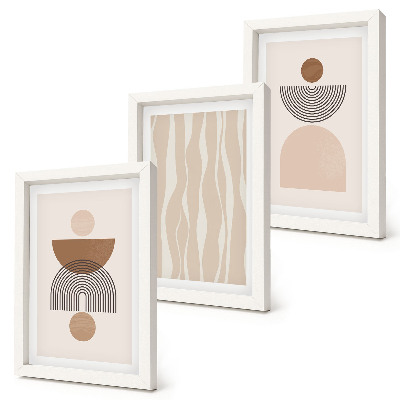 Lot de 3 tableaux Formes abstraites dans des tons de brun et de beige
