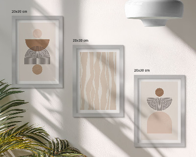 Lot de 3 tableaux Formes abstraites dans des tons de brun et de beige