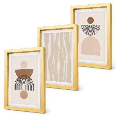 Lot de 3 tableaux Formes abstraites dans des tons de brun et de beige