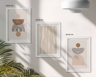 Lot de 3 tableaux Formes abstraites dans des tons de brun et de beige