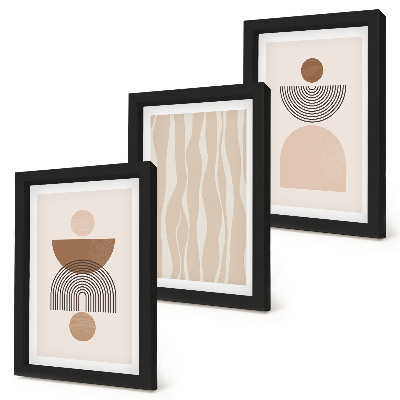 Lot de 3 tableaux Formes abstraites dans des tons de brun et de beige