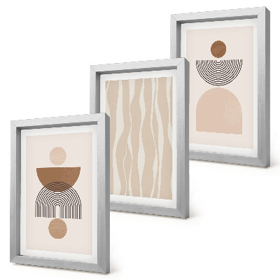 Lot de 3 tableaux Formes abstraites dans des tons de brun et de beige