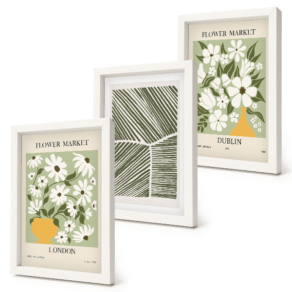 Mur de cadres Motifs floraux, lignes abstraites de Londres et de Dublin