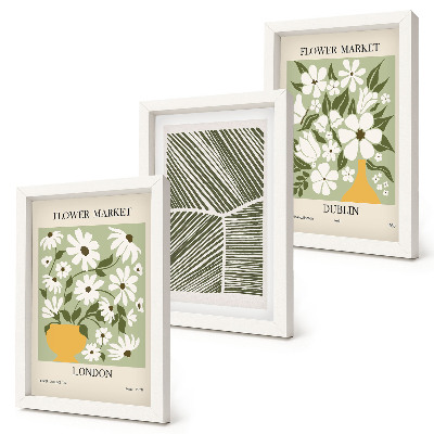 Mur de cadres Motifs floraux, lignes abstraites de Londres et de Dublin