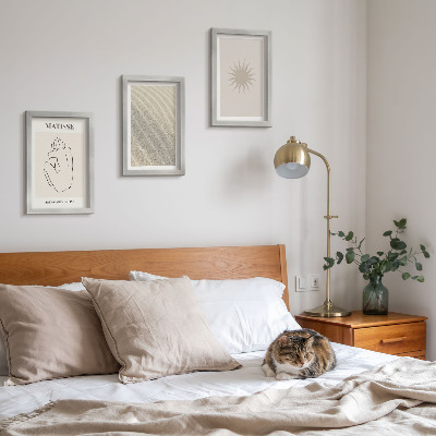 Lot de 3 tableaux Lignes minimalistes, sable, vagues et soleil
