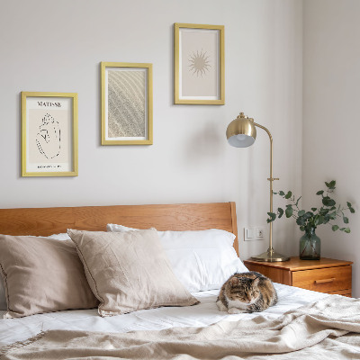 Lot de 3 tableaux Lignes minimalistes, sable, vagues et soleil