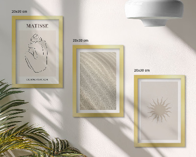 Lot de 3 tableaux Lignes minimalistes, sable, vagues et soleil