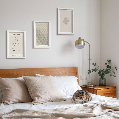 Lot de 3 tableaux Lignes minimalistes, sable, vagues et soleil
