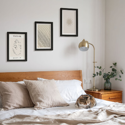 Lot de 3 tableaux Lignes minimalistes, sable, vagues et soleil