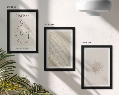 Lot de 3 tableaux Lignes minimalistes, sable, vagues et soleil