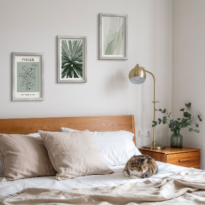 Ensemble de 3 tableaux Motifs végétaux dans les tons de vert et de beige