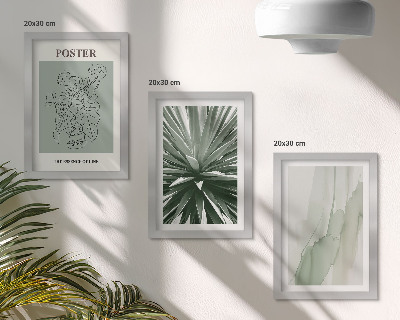 Ensemble de 3 tableaux Motifs végétaux dans les tons de vert et de beige