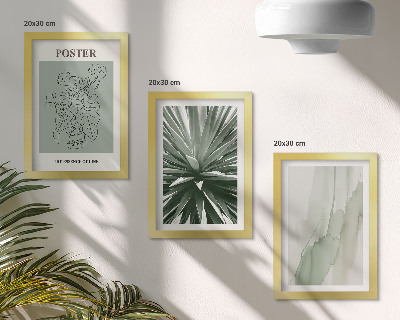 Ensemble de 3 tableaux Motifs végétaux dans les tons de vert et de beige