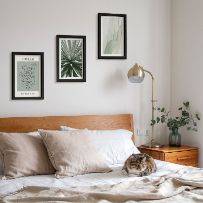 Ensemble de 3 tableaux Motifs végétaux dans les tons de vert et de beige