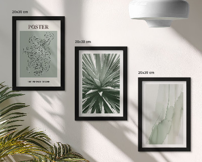 Ensemble de 3 tableaux Motifs végétaux dans les tons de vert et de beige