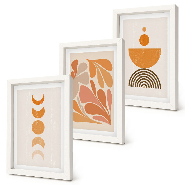 Lot de 3 tableaux Formes abstraites dans des tons orange