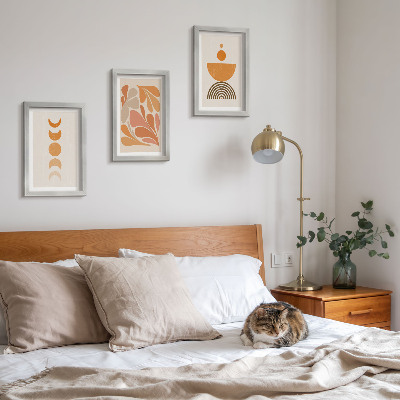 Lot de 3 tableaux Formes abstraites dans des tons orange