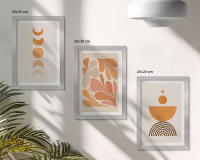 Lot de 3 tableaux Formes abstraites dans des tons orange