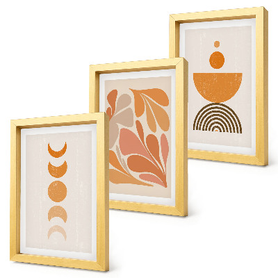Lot de 3 tableaux Formes abstraites dans des tons orange