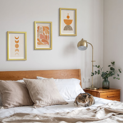Lot de 3 tableaux Formes abstraites dans des tons orange