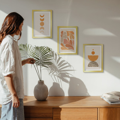 Lot de 3 tableaux Formes abstraites dans des tons orange