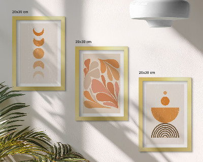 Lot de 3 tableaux Formes abstraites dans des tons orange