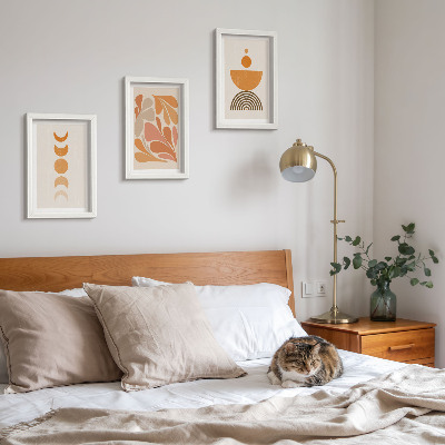 Lot de 3 tableaux Formes abstraites dans des tons orange