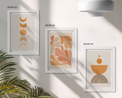 Lot de 3 tableaux Formes abstraites dans des tons orange