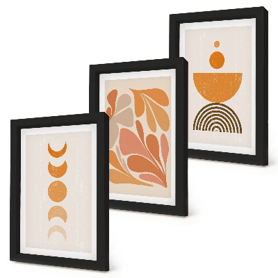 Lot de 3 tableaux Formes abstraites dans des tons orange