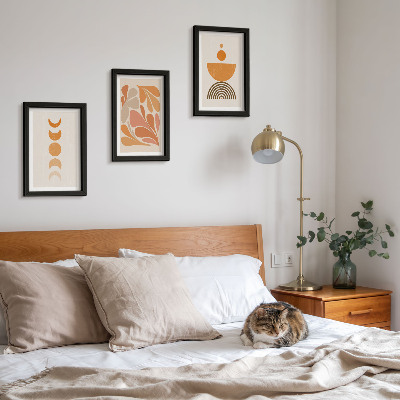 Lot de 3 tableaux Formes abstraites dans des tons orange