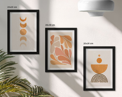 Lot de 3 tableaux Formes abstraites dans des tons orange